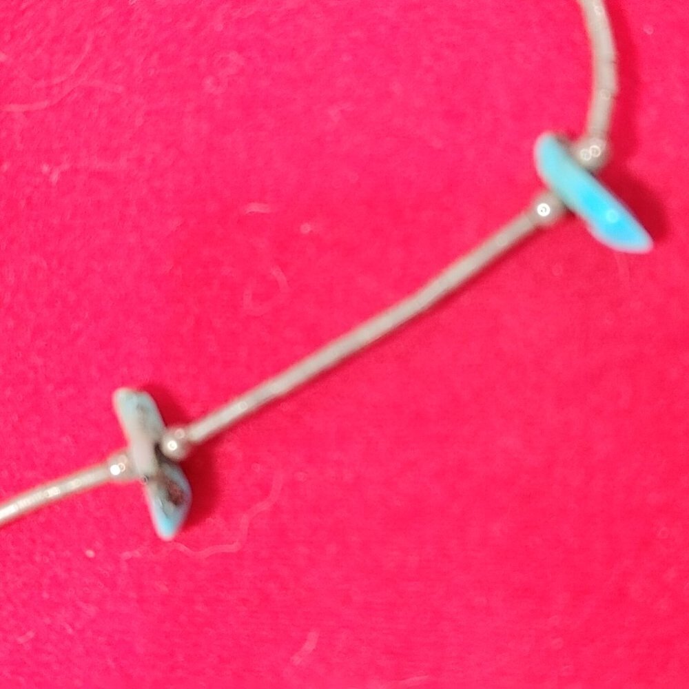 Native American Turquoise Liquid Silver Necklace Vintage - Picture 2 of 4